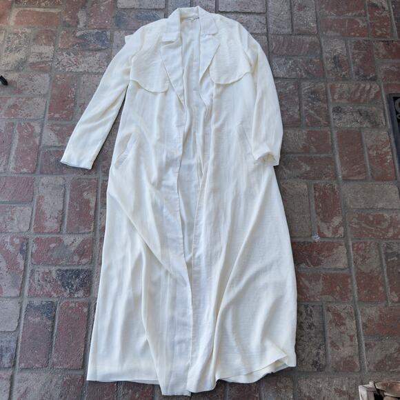 Late Evening Trench Lovers & Friends Bone Colored Long Sleeve Soft Satin Fabric - Picture 2 of 8